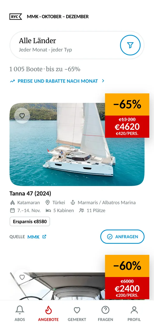 Der Bildschirm „Angebote“ in Telegram