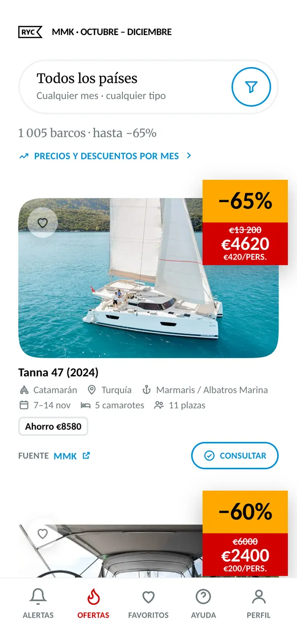 La pantalla Ofertas en Telegram